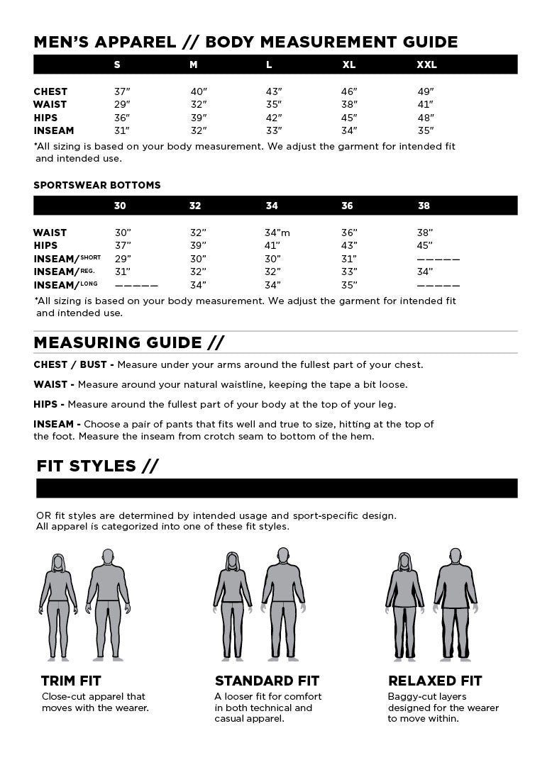 Outdoor Research Size Chart