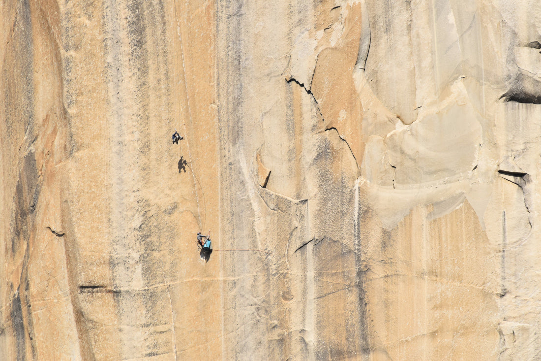 Axel and James jummaring back up the "triple cracks" on the Shield headwall, El Cap