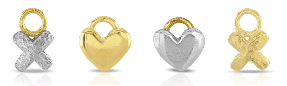 Kiss and Heart Charms for Demi-Bespoke Jewellery by Sophie Harley London.