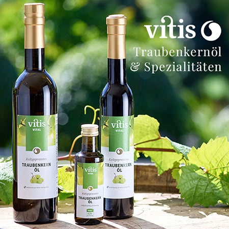 Vitis kaltgepresstes Traubenkernöl mit Weinlaub