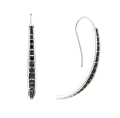 Channel Hook Earrings - sterling silver and black spinel