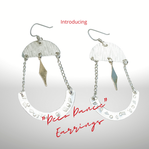Deco Dance earrings  sterling silver and 14kt gold filled 
