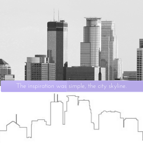 Minneapolis skyline and skly line drawing