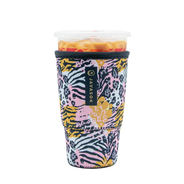 Java Sok Reusable Iced Coffee Cup Insulator Sleeve Midnight Tropics 30-32oz 