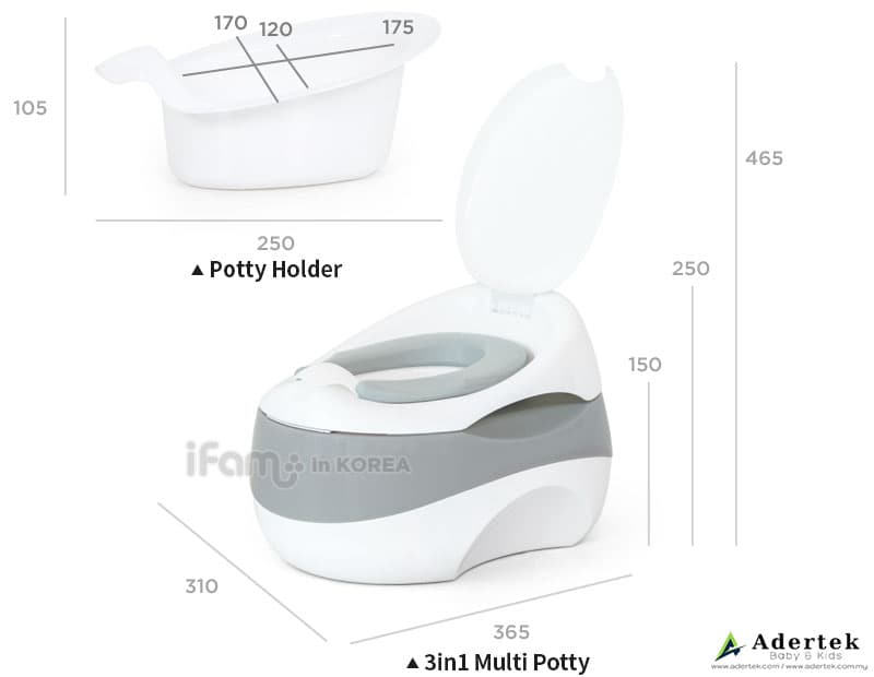 Dimension of 3-in-1 Multi Potty & Toilet Seat Cover
