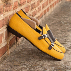 Double Monk Loafers in Yellow Canvas