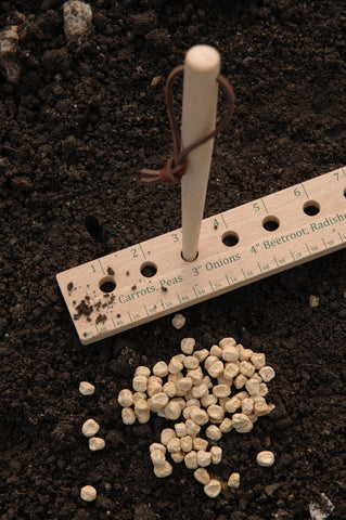 A planting ruler helps with spacing