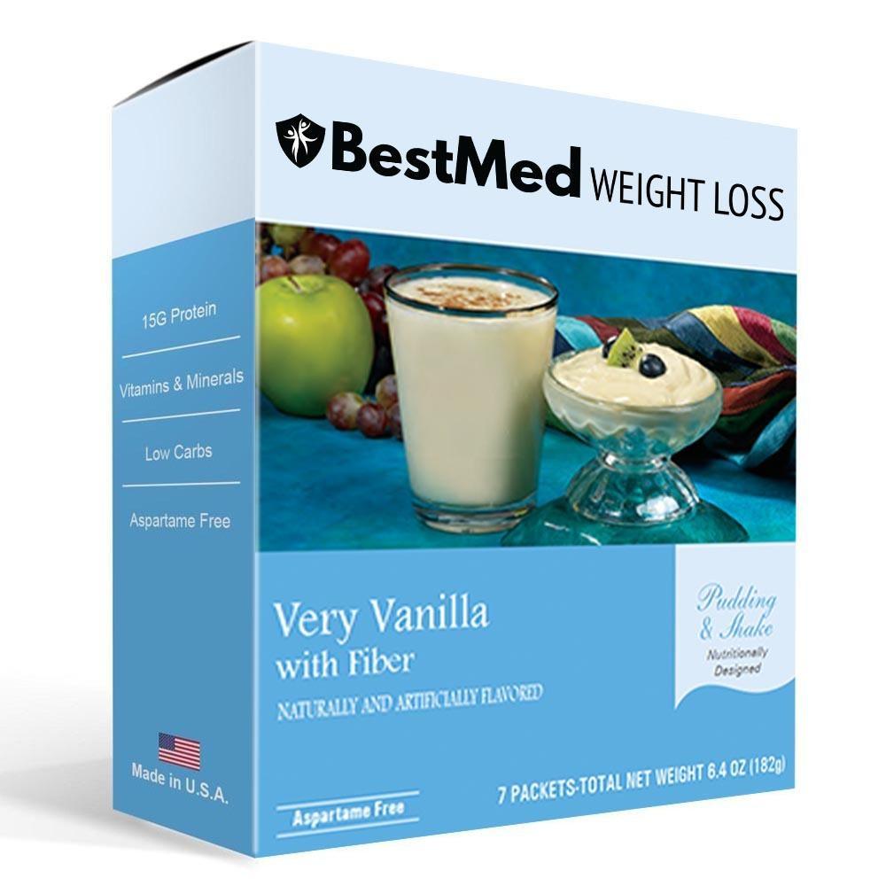 Very Vanilla With Fiber - Pudding & Shake Mix (7/Box) - Aspartame Free - BestMed - Doctors Weight Loss