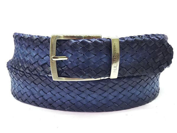 mens navy blue leather belt