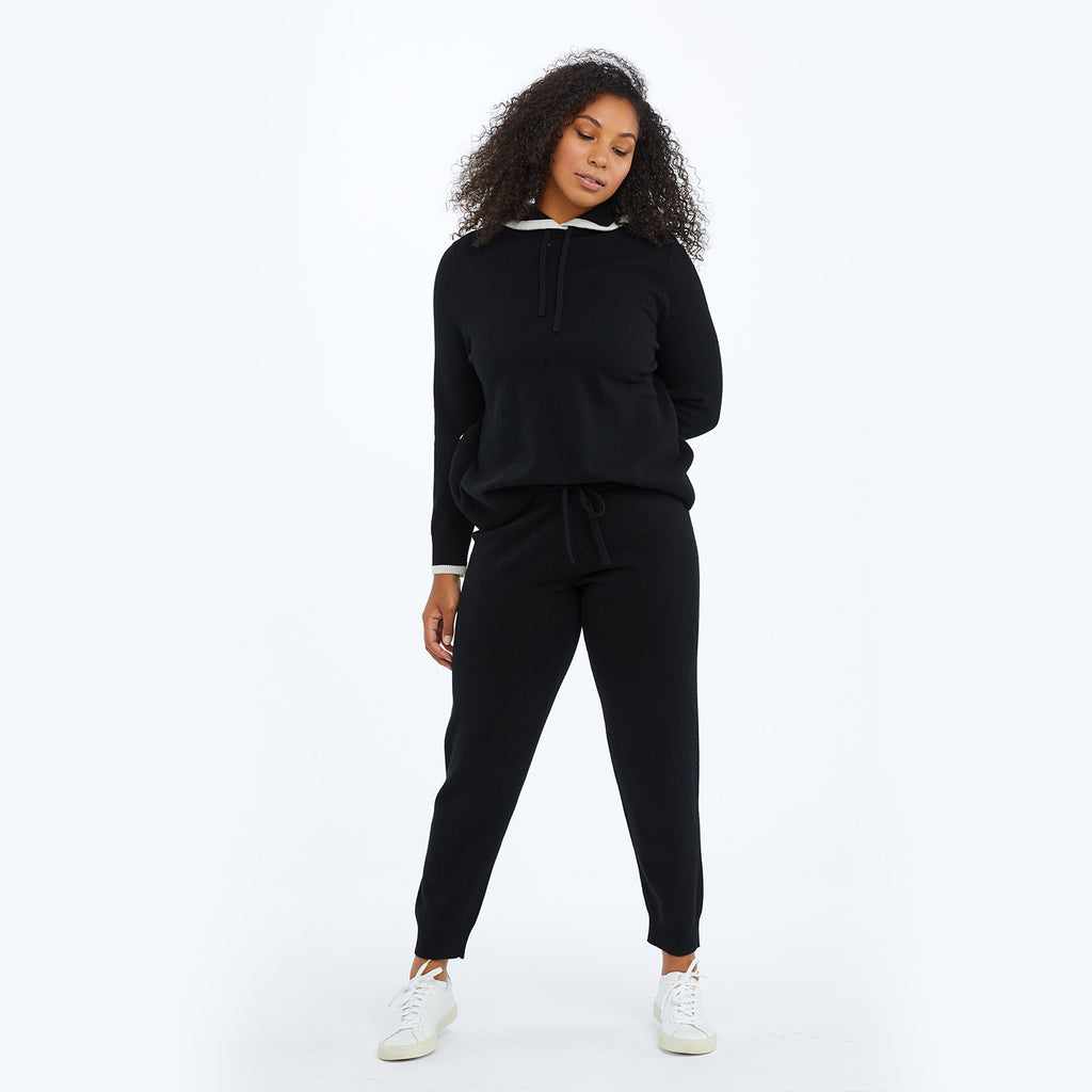 Myla Black Ladies Joggers: Luxury Cashmere & Wool Blend Loungewear