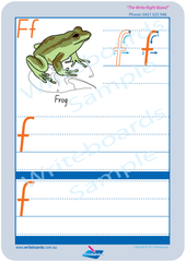 Australian Animal Alphabet Worksheets completed using TAS Modern Cursive Font for Occupational Therapists and Tutors