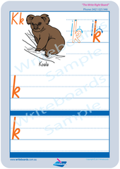 Australian Animals Alphabet Worksheets completed using NSW Foundation Font for Occupational Therapists and Tutors