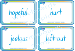 Emotion Flashcards completed in NSW Foundation Font for Occupational Therapists and Tutors