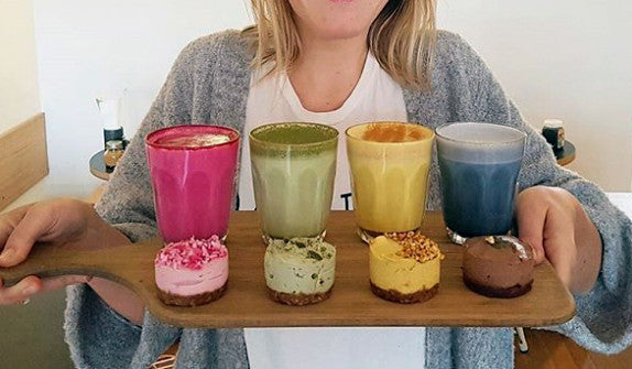 Selection of rainbow lattes