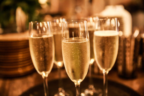 champagne glasses before celebration