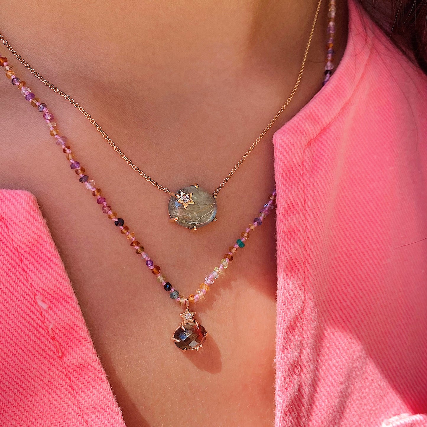 Mini Galaxy Dark Mother of Pearl Necklace