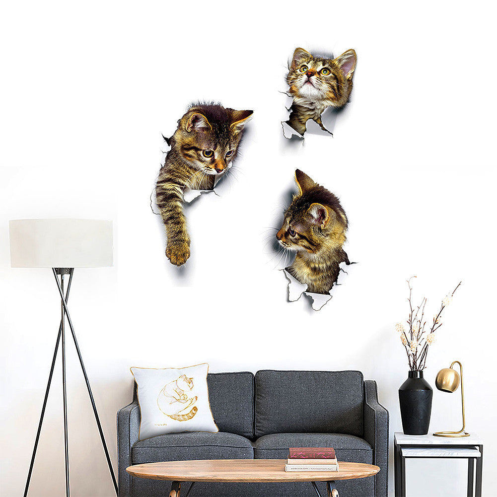 3D CURIOUS CAT WALL DECAL – Instyle Home Decor