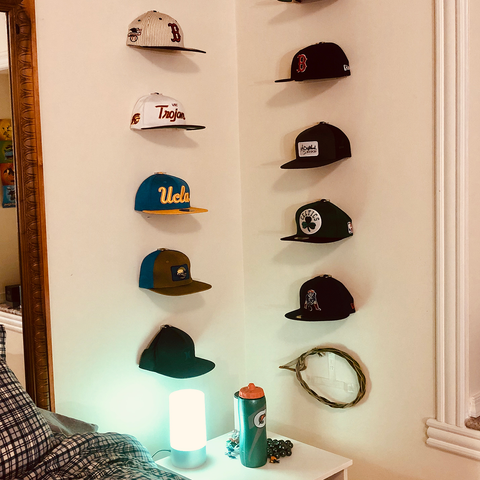 Baseball Cap Collection - The Price Family.  He noted "I put this set of CAP CAPERS in his bedroom but these could be in my living room they hang so clean & display hats so professionall"