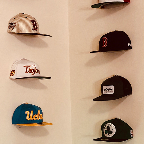 Baseball Cap Collection - The Price Family.  He noted "I put this set of CAP CAPERS in his bedroom but these could be in my living room they hang so clean & display hats so professionall"