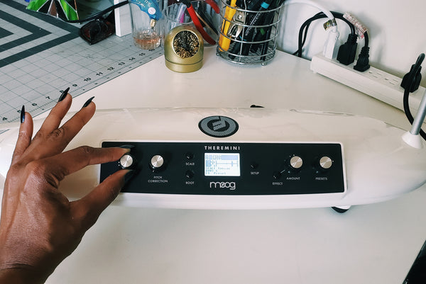 Alexandria Boddie shows off her Moog Theremini synthesizer.