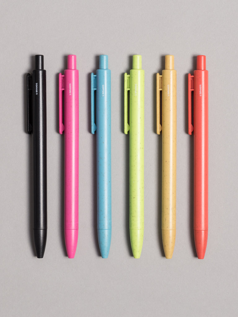 UEco Hybrid Ink Bright & Bold Color Ballpoint Pens, Set of 6 U Brands