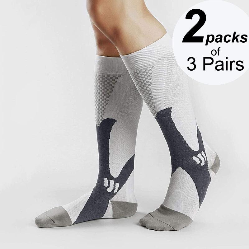 white compression socks running
