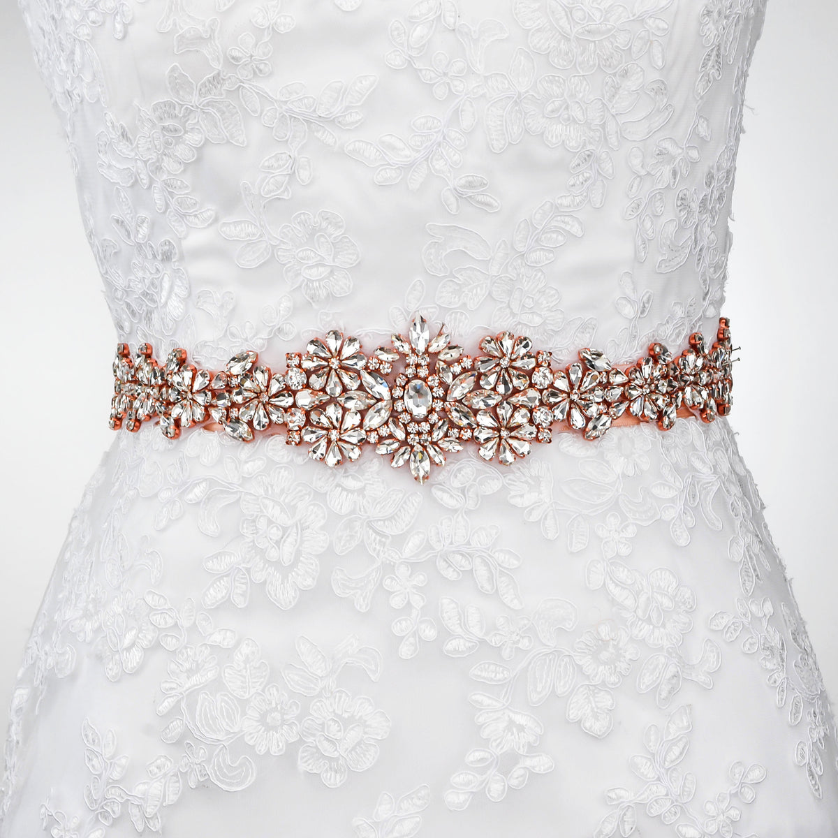 Crystal Wedding Dress Belt Sash Rose Gold Sarah Tyale Store