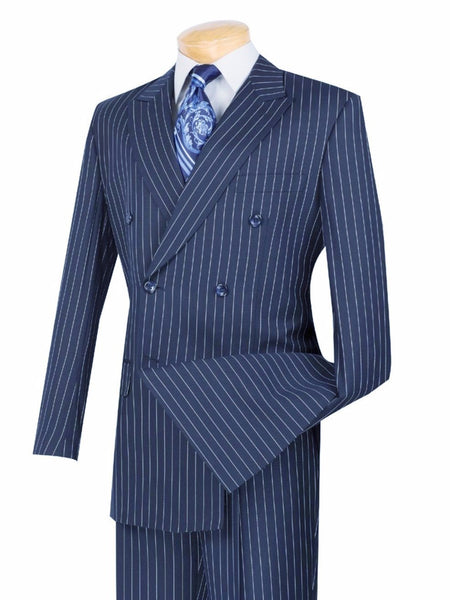 MENS 2 BUTTON BROWN PINSTRIPE 3 PCS VESTED WOOL FEEL SUIT SML-S633012V-63008-BRO 