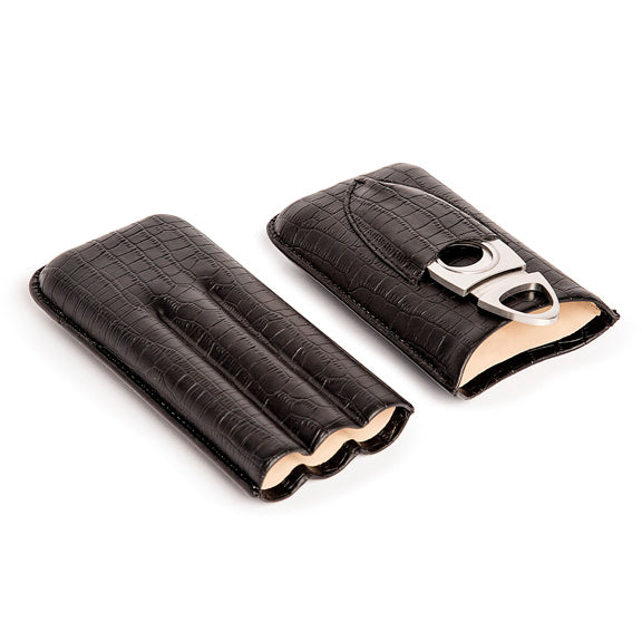 Croc Triple Cigar Holder (Genuine Leather) Brouk &
