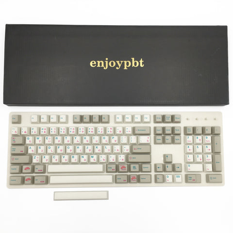 enjoypbt dye sublimation pbt keycap set japanese magenta font box set