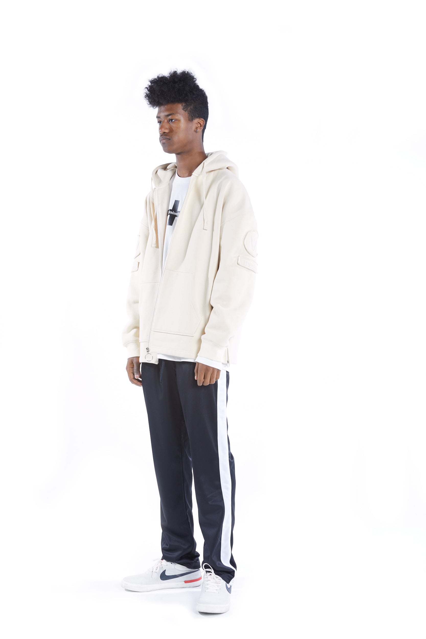 Patch Hood Zipup - Beige