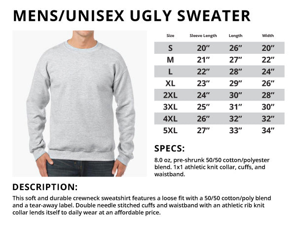 Ugly Sweater Sizing Chart