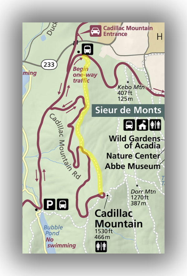 Cadillac mountain north ridge trail map