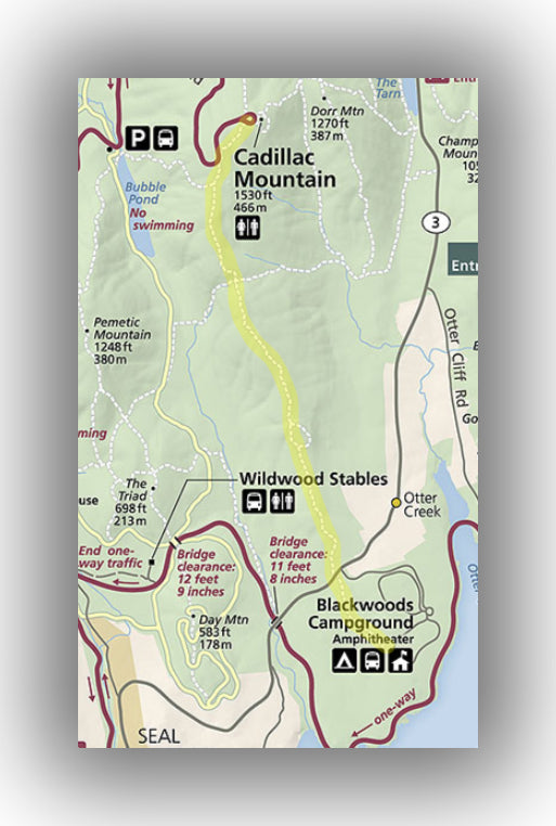 cadillac mountain south ridge trail map