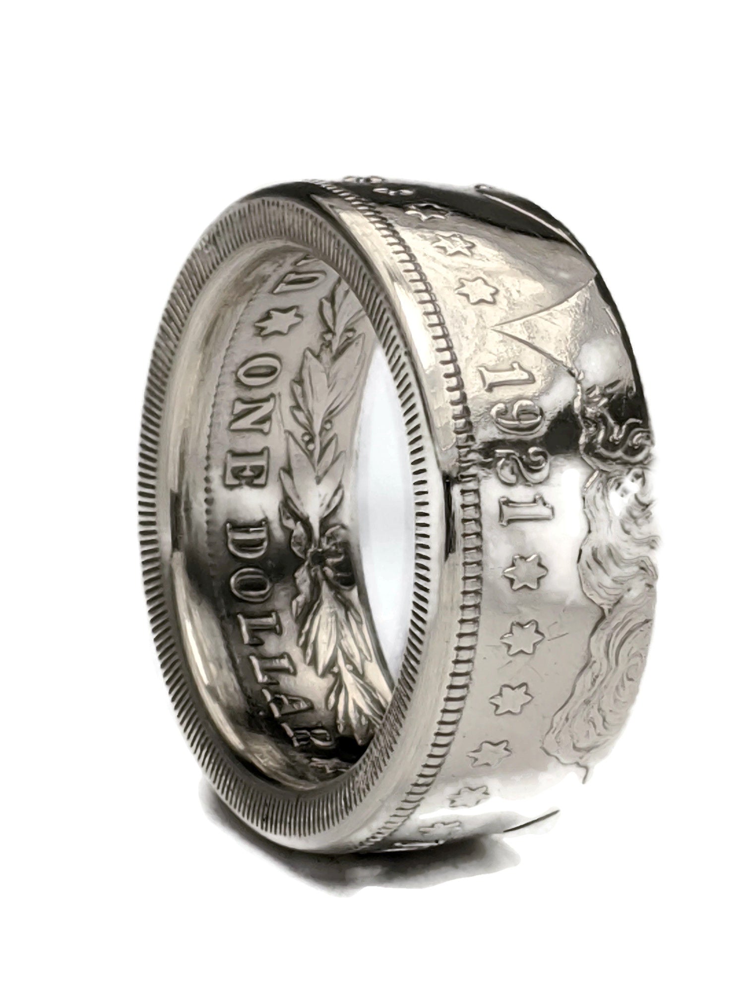 Morgan Silver Dollar Coin Handcrafted Ring Silver Plated 