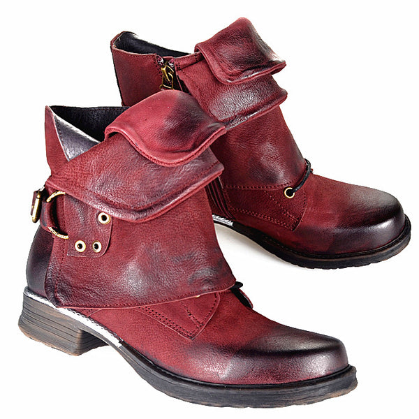 red biker boots