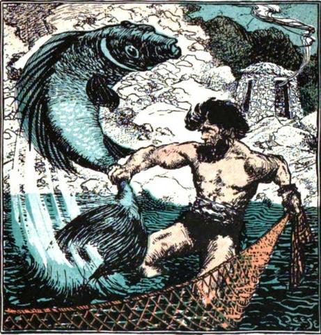 Thor caught Loki Norse mythology 