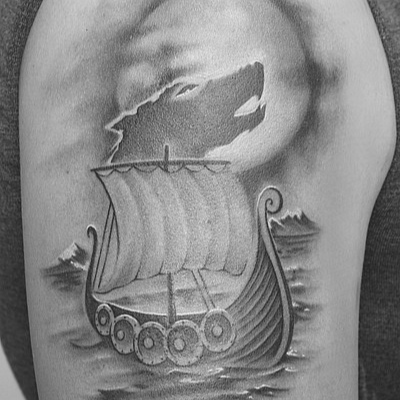 Image of Viking ship tattoo