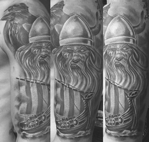 Image of Viking ship tattoo