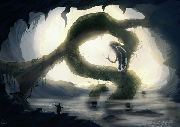 Jormungand the Midgard Serpent in Norse mythology 