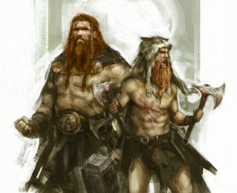 Magni and Modi were the sons of Thor. They inherited the Mjolnir hammer after Thor fell in battle