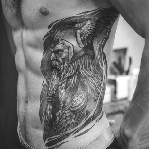 Odin tattoo depicting the Viking supreme god and the chief god in Asgard