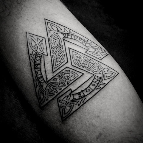 Viking Valknut Tattoo is Odin's tattoo presenting Odins's welcome to Valhalla 