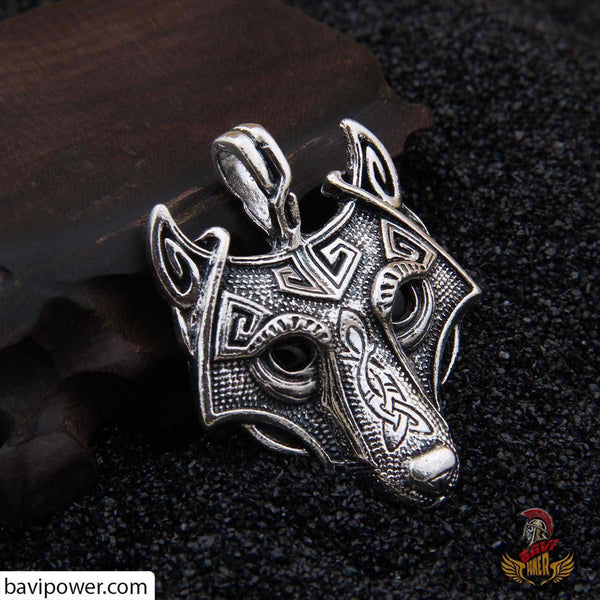 Details about   Wolf's Head pendant 925 Sterling Silver Wolf Head Skull Amulet Viking No 394 