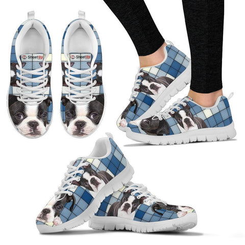 Boston Terrier With 3D Blocks Print Running Shoes For Women-Free Shipping-Paww-Printz-Merchandise