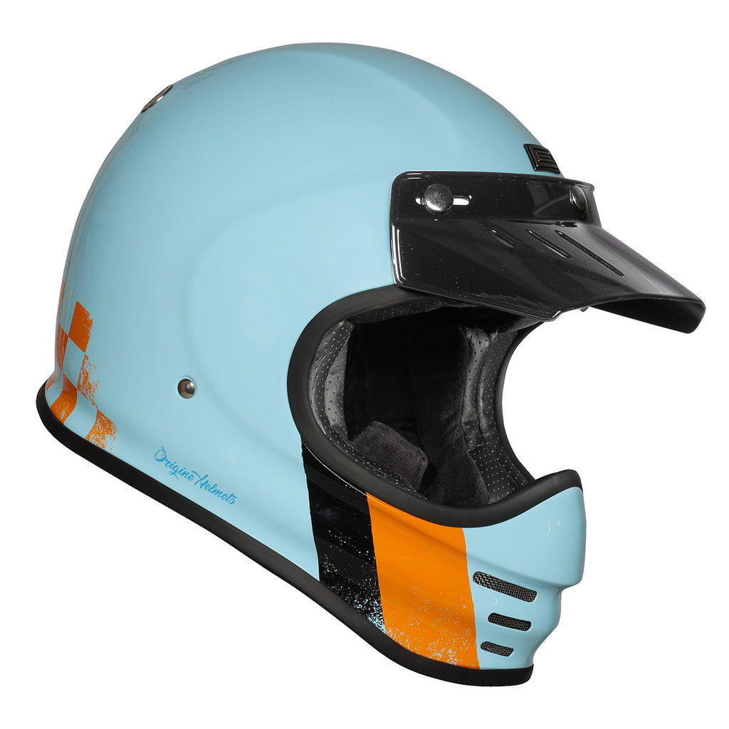 blue motorcycle helmets