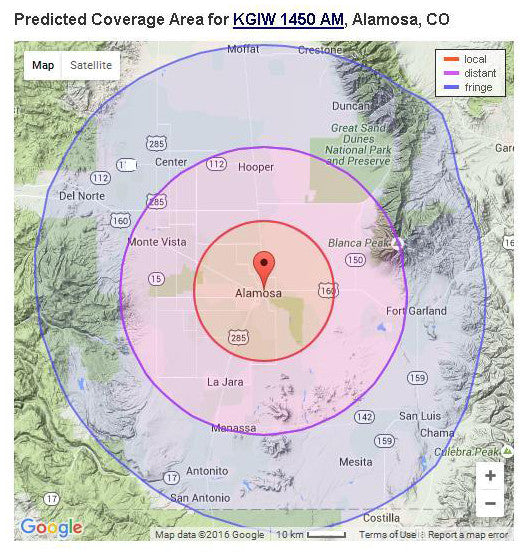 KGIW 1450 AM Coverage Map