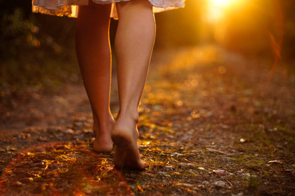 walking barefoot - forest bathing