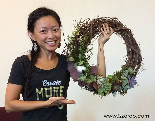 DIY Succulent Grapevine Wreath - IZZAROO
