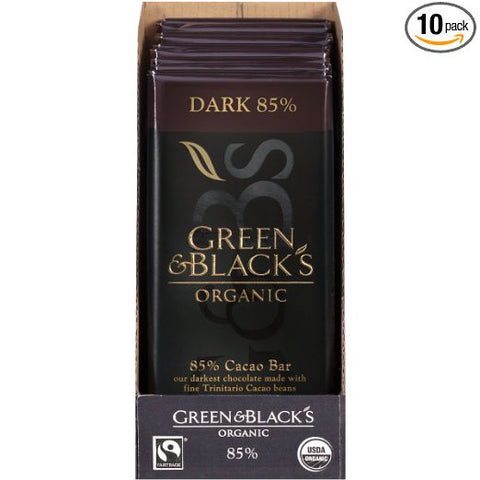 green and black vegan dark chocolate bar